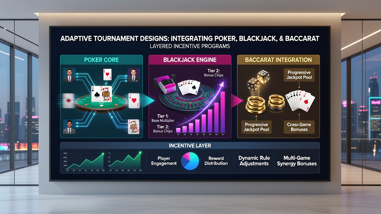 Diagram showing layered incentive progression across integrated card game tournaments