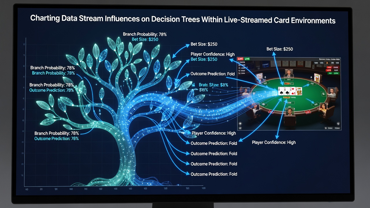 Chart diagrams showing variable influences on decision tree branches in card streaming analytics