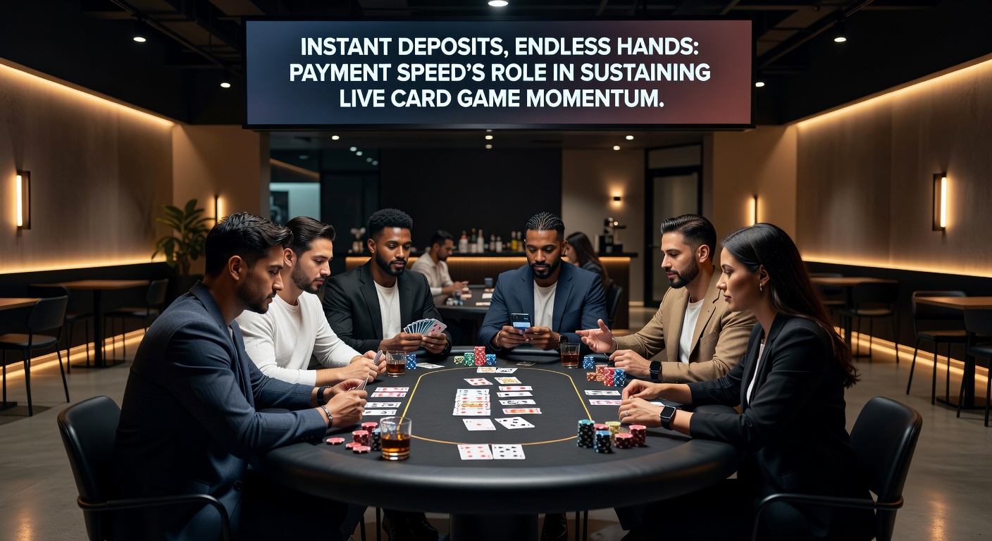Graph overlay on a poker hand showdown, illustrating payment speed metrics and rising player retention curves