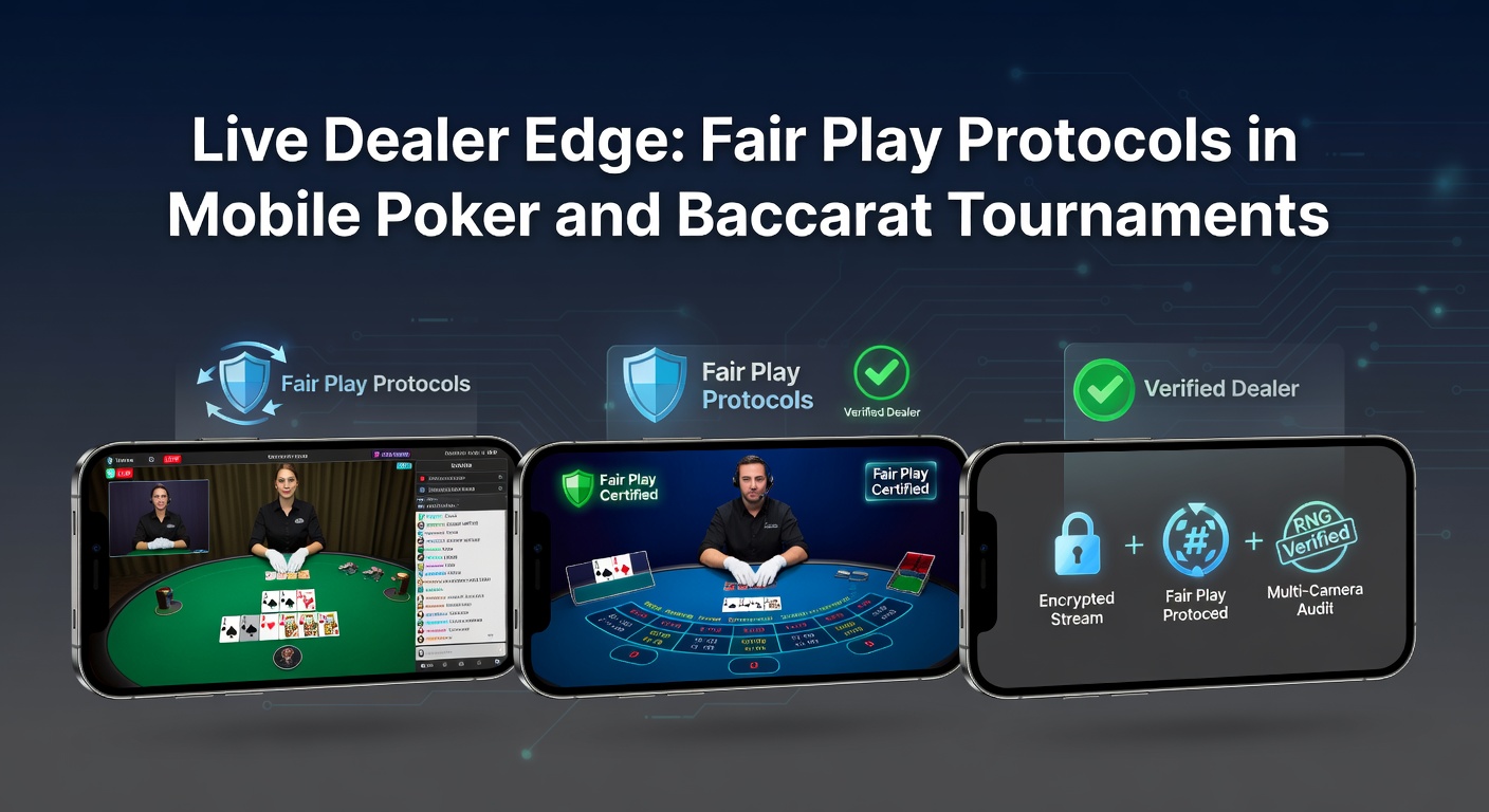 Live dealer at a mobile poker table shuffling cards under studio lights, with multiple camera angles capturing every move for transparent play