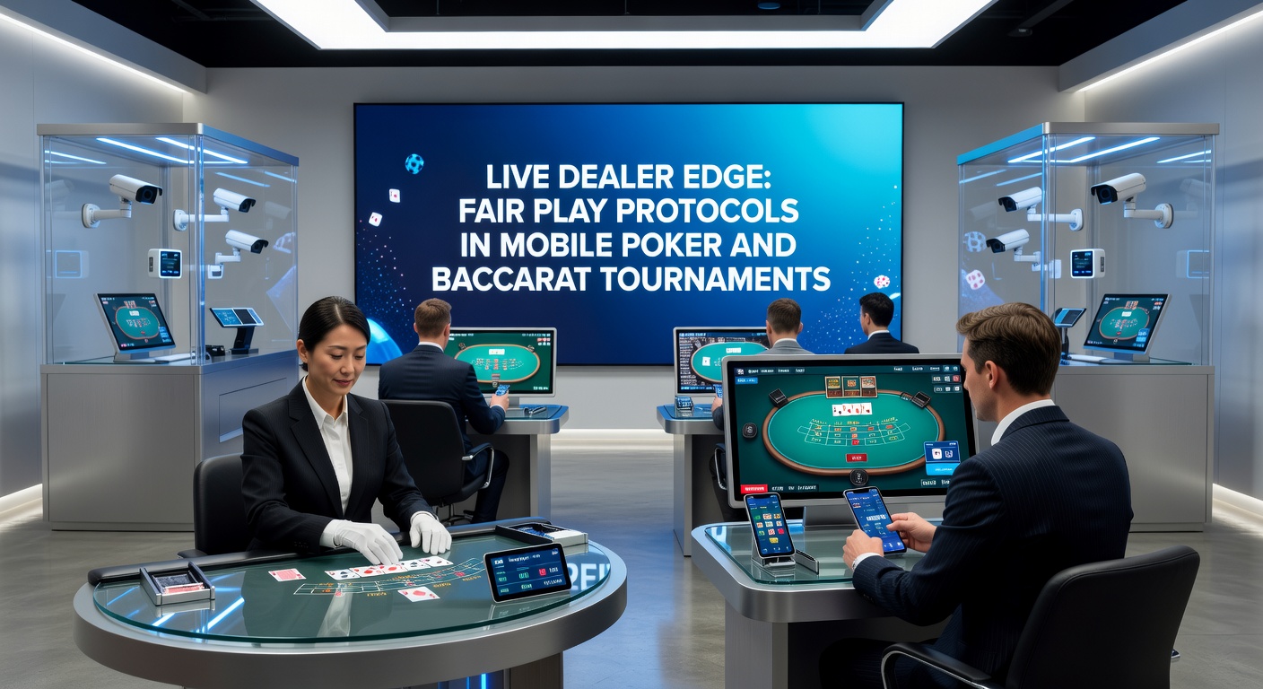 Mobile screen displaying a live baccarat tournament with dealer dealing from a clear shoe, player bets highlighted, and real-time chat active