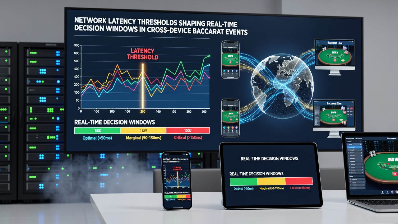 Chart displaying latency threshold impacts on baccarat decision timing across different devices