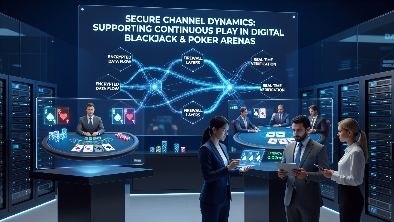 Network visualization of encrypted data streams supporting ongoing poker play across multiple devices